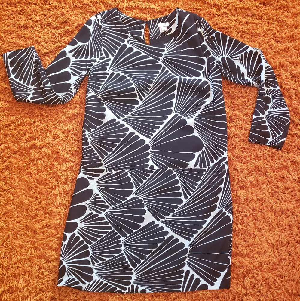 J. Crew Black & Cream Shift Dress Sz 0
